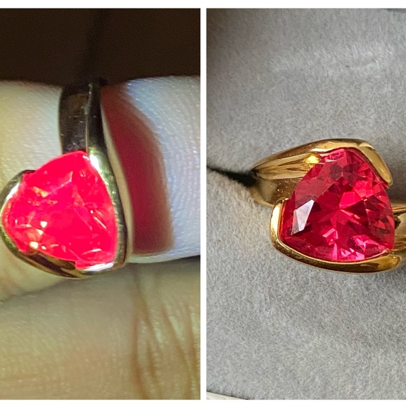 S925 Trillion Cut Ruby Ring - Picture 5 of 12